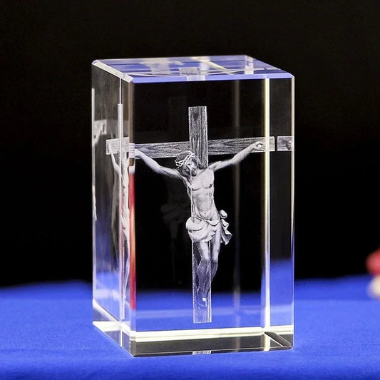 6 Kinds Christian Catholic Jesus Portrait Crystal Ornaments Creative 3D Carved  Cross Home Decoration Accessories Modern  Decor