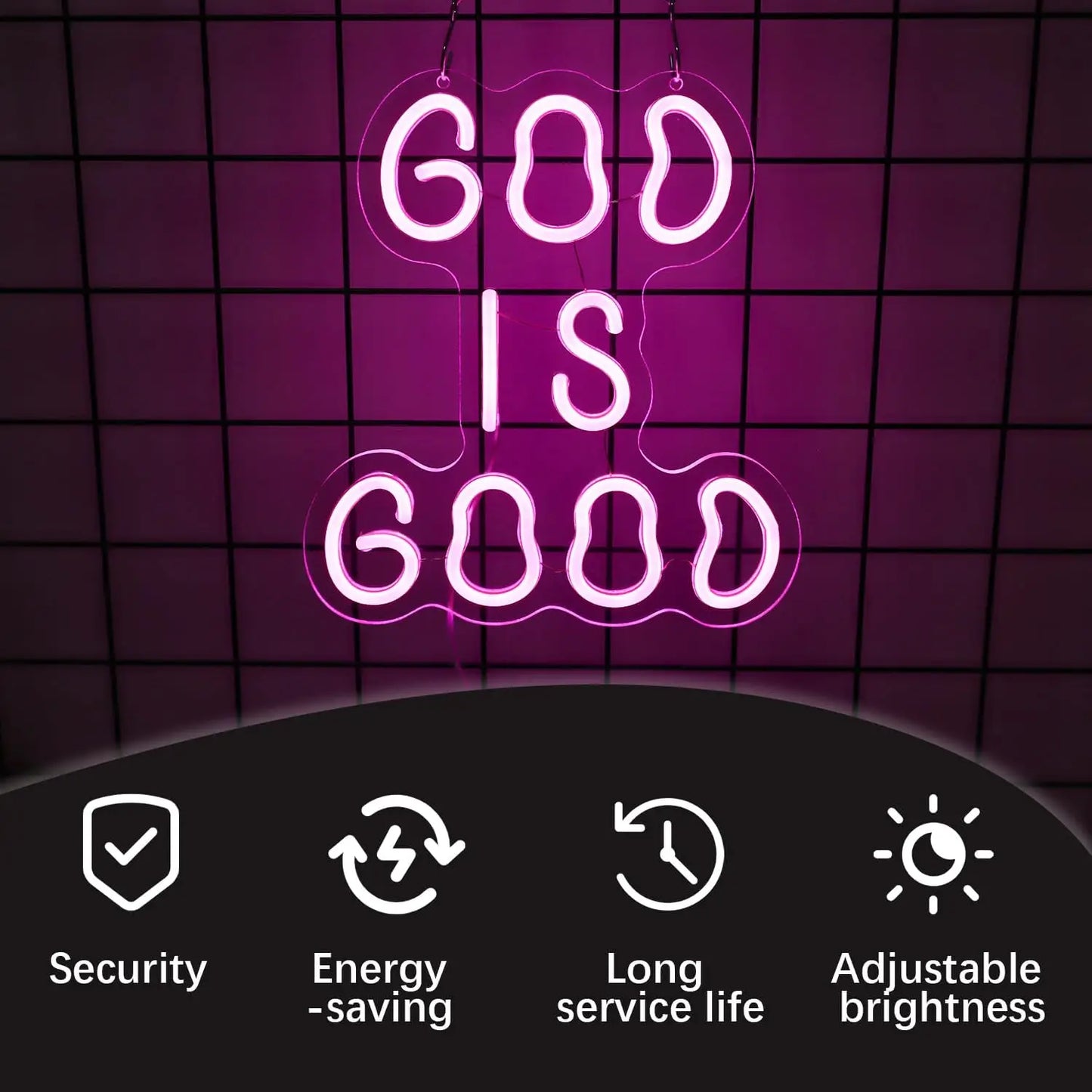 God is Good Neon Sign Dimmable Neon Lights for Bedroom Office - Safe Shatterproof Home Decor Aesthetics Draw Birthday Gifts