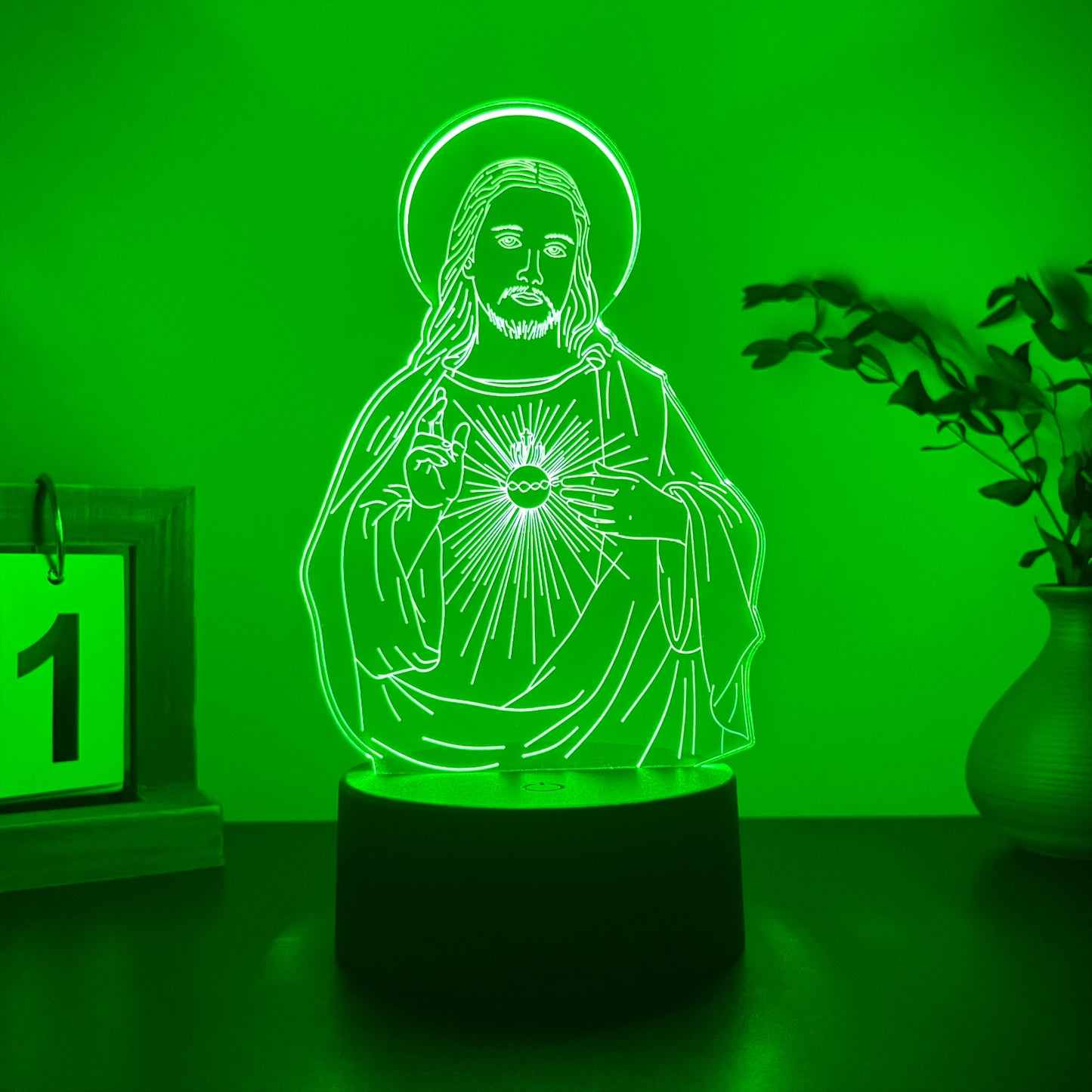 Jesus 3D visual desk lamp, church souvenir, religious art decoration ornament, night light