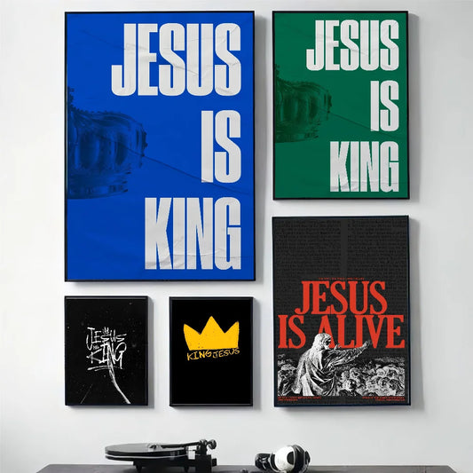 1pc Jesus Is King Jesus Is Alive Poster HD Posters Home Room Bar Cafe Decor Art Wall Painting Picture
