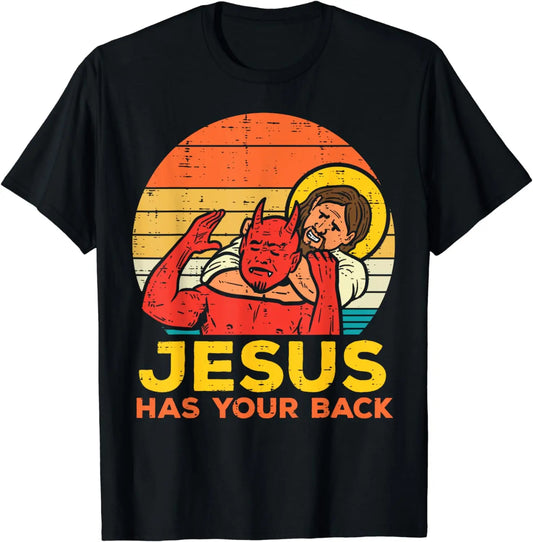 Jesus Has Your Back Jiu Jitsu Retro Christian Men Women Kids T-Shirt Cotton Short Sleeve Lightweight Men Clothing