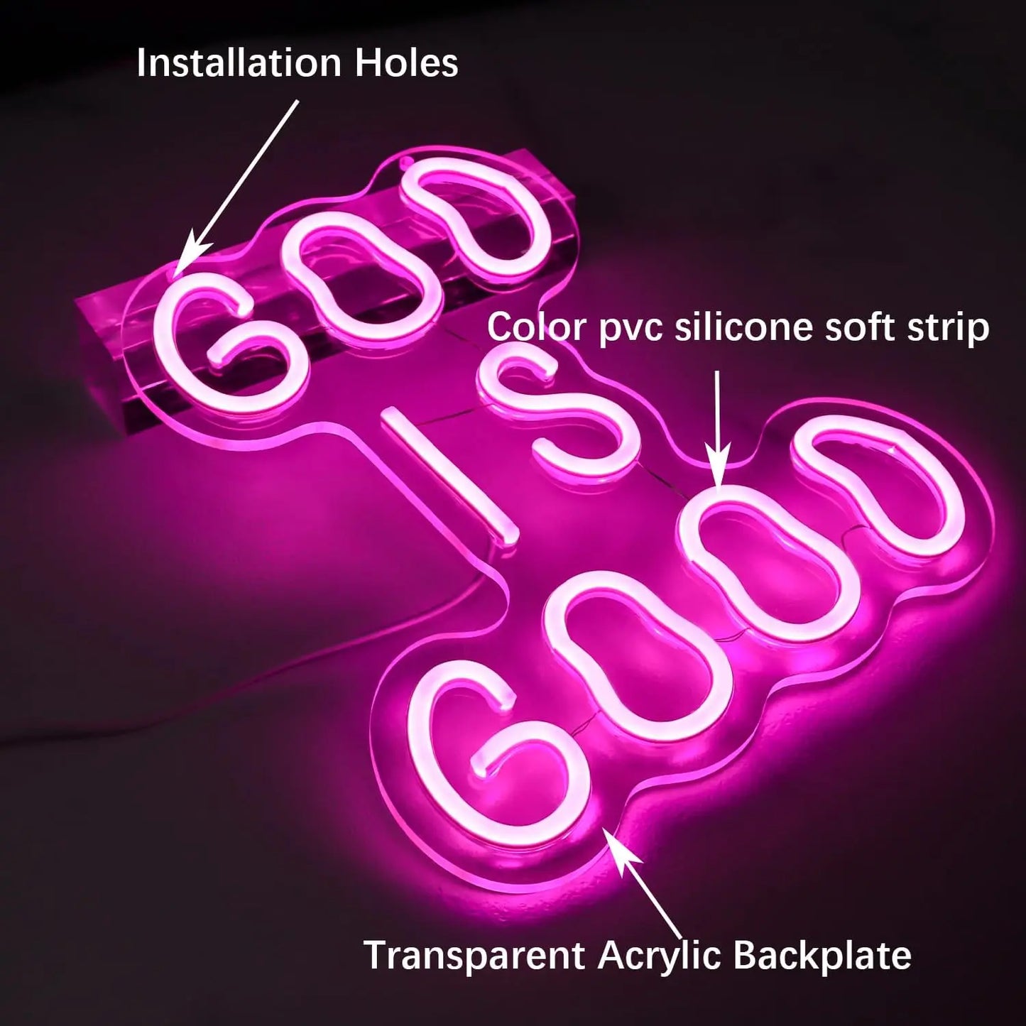 God is Good Neon Sign Dimmable Neon Lights for Bedroom Office - Safe Shatterproof Home Decor Aesthetics Draw Birthday Gifts