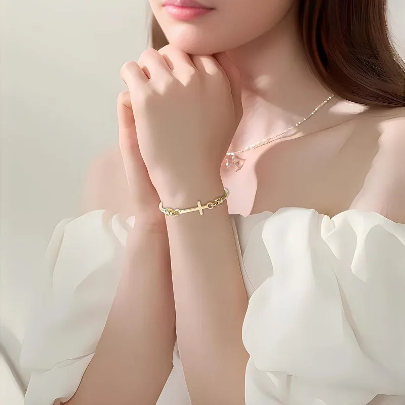 Religious Christian Cross Bracelet Bible Verse Inspirational Bracelets For Women Stainless Steel Jewelry Gift To Daughter Friend