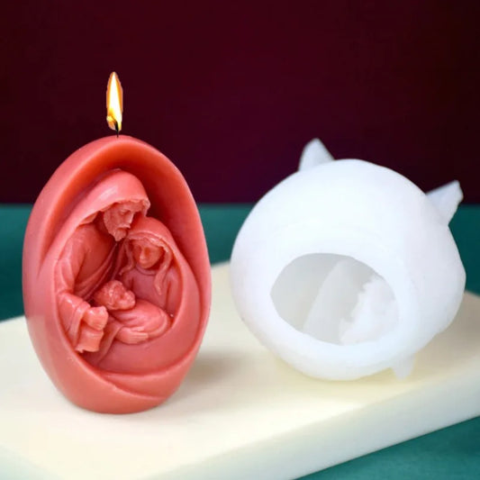 Jesus Family Silicone Candle mold 3D Jesus statue Plaster resin crafts Casting mold Handmade soap cement art making tools