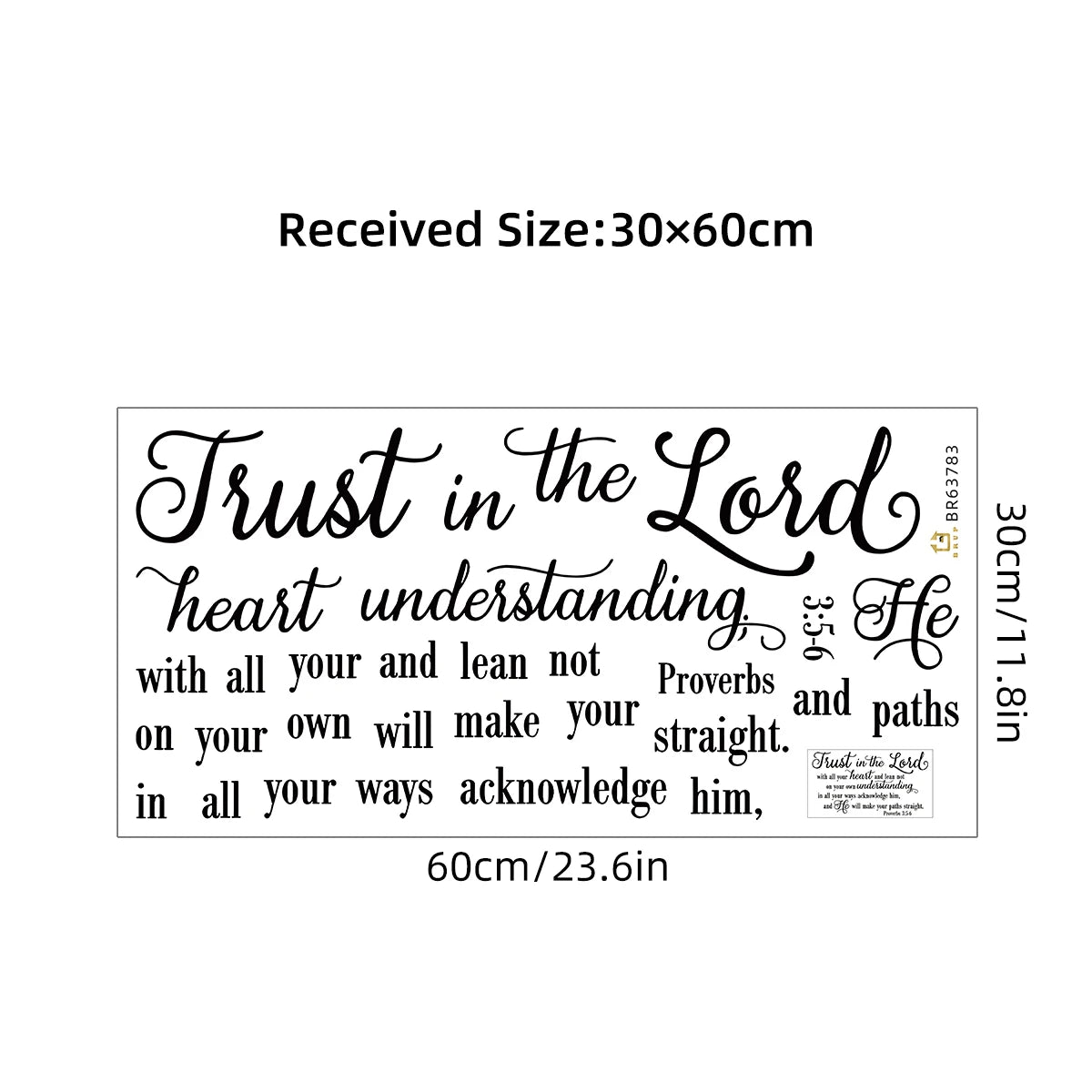 Scripture“Trust in the Lord With All Your Heart”Art Wall Stickers for Kids Room Bedroom Nursery Home Decoration Wall Decal