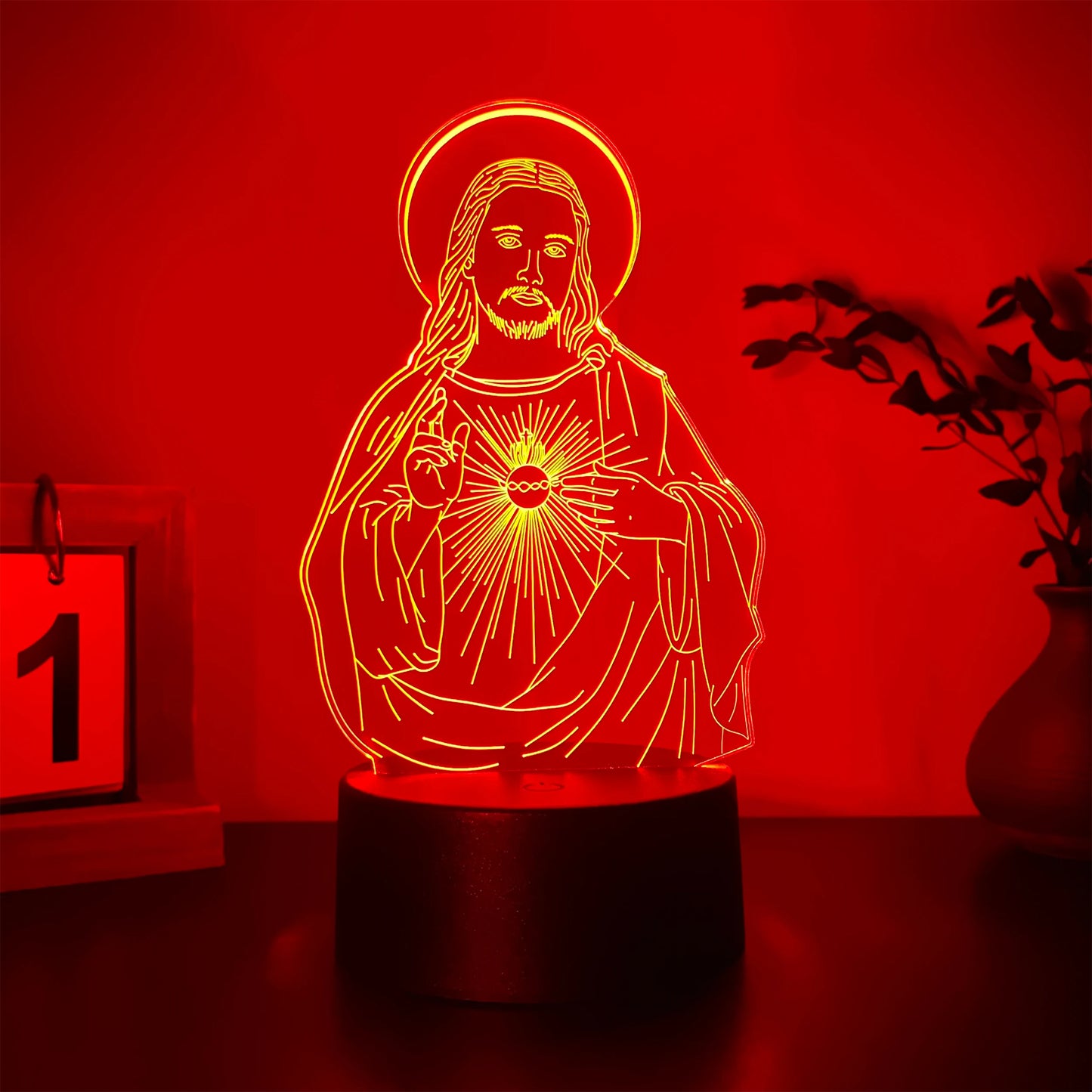 Jesus 3D visual desk lamp, church souvenir, religious art decoration ornament, night light