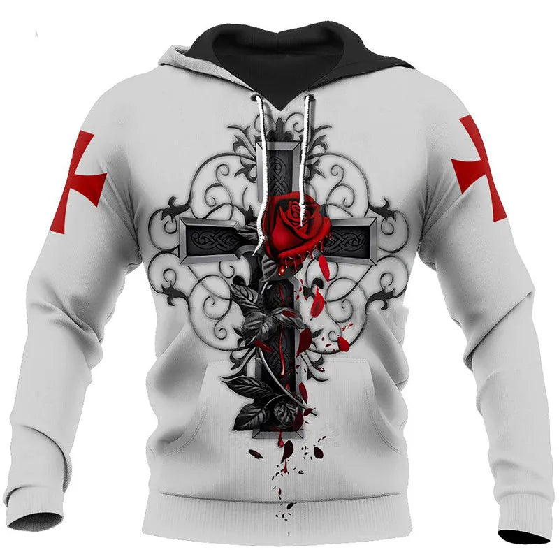 New Christian Jesus Men's Hoodie 3D Print Harajuku Clothes Fashion Hooded Sweatshirt Oversized Casual Pullover Tops