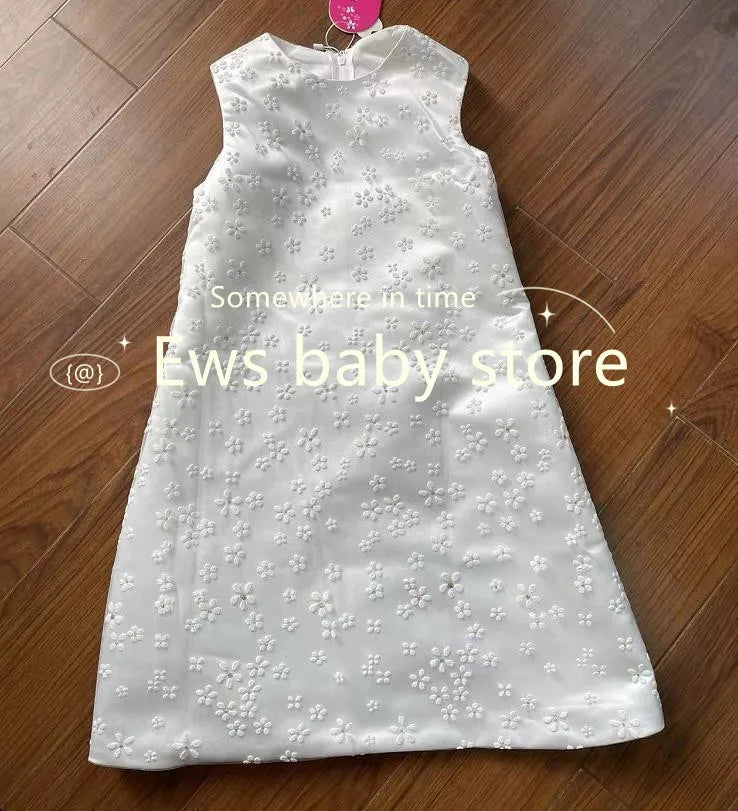 Spanish Vintage Lolita Princess Ball Gown Bow Sleeveless Design Infant Birthday Christening Dresses For Girl Easter Eid A1670