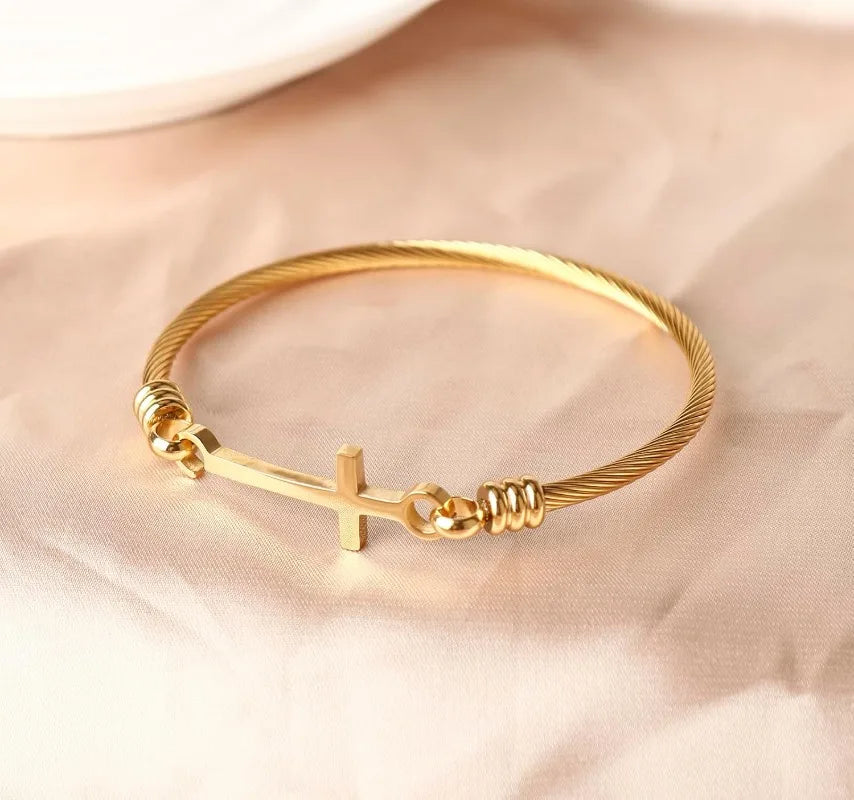 Religious Christian Cross Bracelet Bible Verse Inspirational Bracelets For Women Stainless Steel Jewelry Gift To Daughter Friend