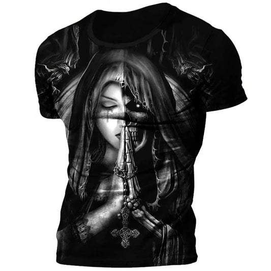 2025 Summer Mens 3D T-Shirts Print Jesus Christ Pattern Jesus Cross Top Fashion Trend Men Jesus 3D Shirts