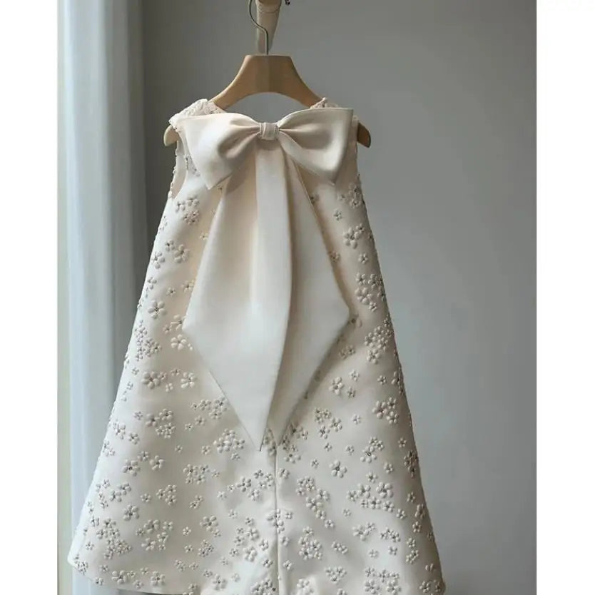 Spanish Vintage Lolita Princess Ball Gown Bow Sleeveless Design Infant Birthday Christening Dresses For Girl Easter Eid A1670