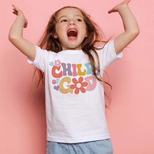 Child of God Printed T-shirt for Girsl Summer Outfit Tops Kids Casual T Shirt Children Short Sleeve Clothes Toddler Tshirts Tee