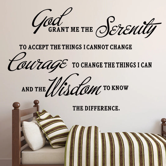 1pc English"God Grant Me The Serenity "Art  Text Wall Stickers for Bedroom Children's Room Decor Living Room Decoration Wall Art