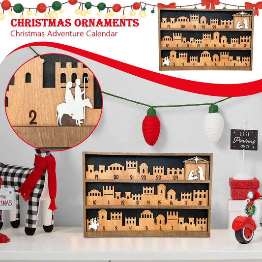 Nativity Advent Calendar Countdown Religious Holiday Sign Holiday Decoration Christ Centered Christmas Wooden Advent Calendar