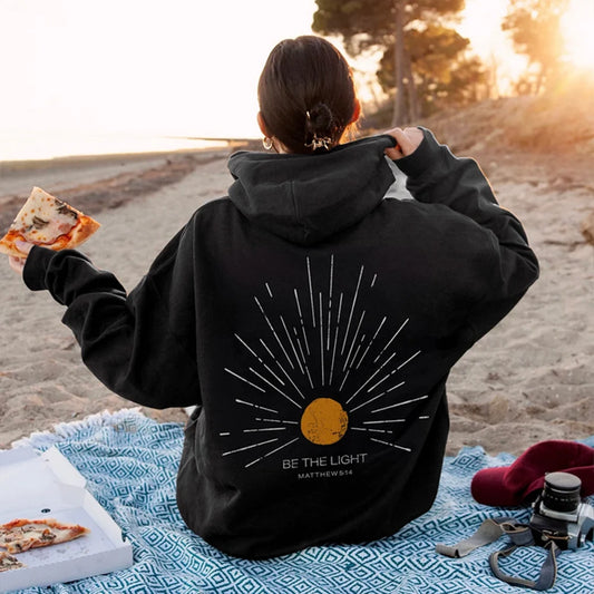 Aesthetic Christian Hoodie Be The Light Sunset Hoodie Christian Streetwear Bible Verse Sweatshirt Christian Merch Jesus Hoodies